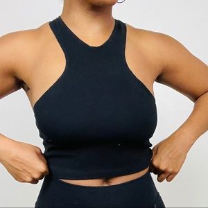 ASOS Black Racer Cropped Tank